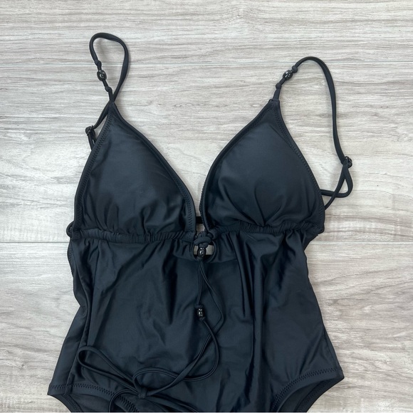 J. Crew Strappy Plunge with Beads One-piece Swimsuit Black Size 4 NWT - Picture 5 of 12
